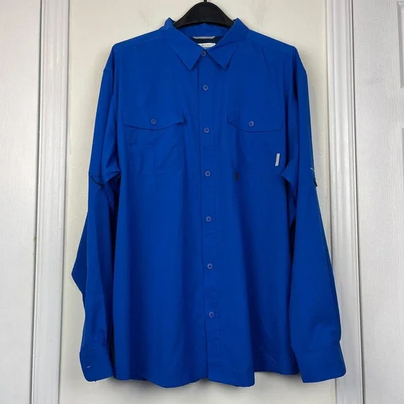 Columbia Fishing Shirt Omni-Shade Mens XL Roll Up Long Sleeve Vented Blue - Picture 4 of 11